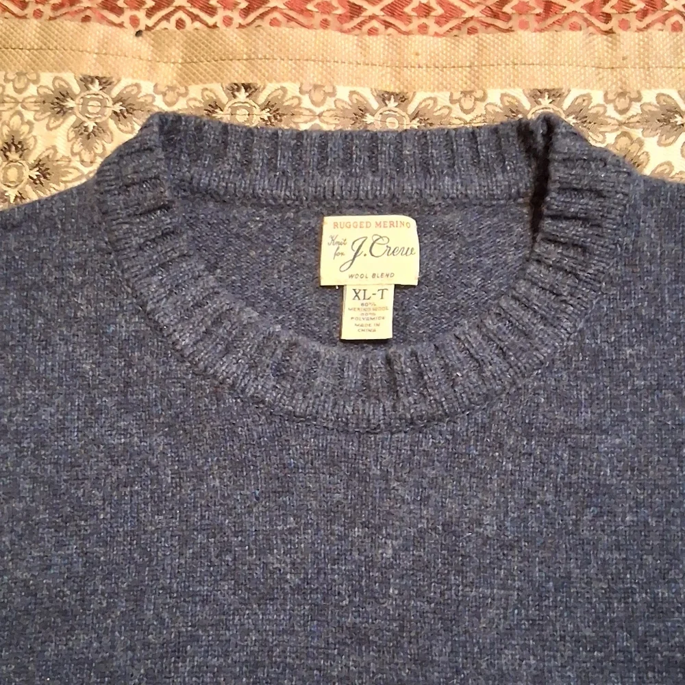 J. Crew Rugger Merino Knit For Wool Blend Sweater Navy Blue SxXLT Pullover‎
